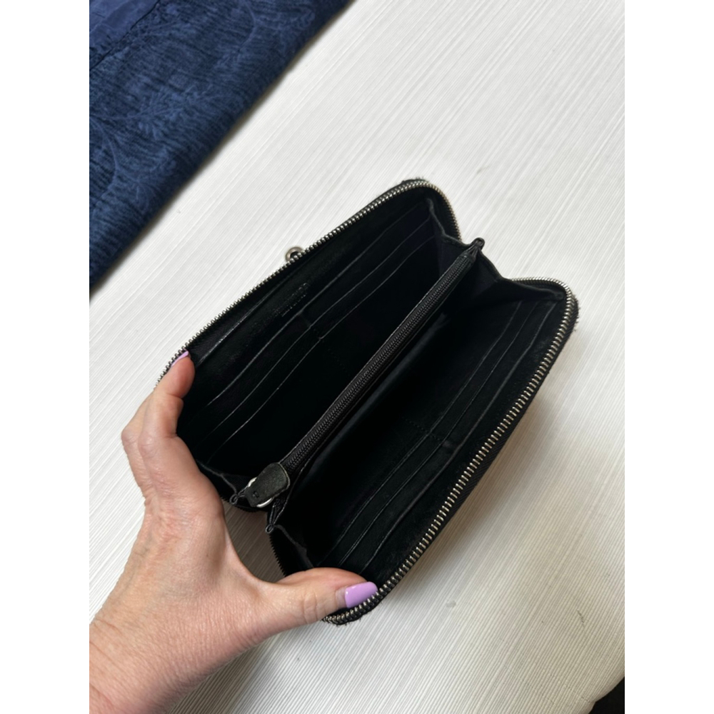 Jimmy Choo Black Silver Star Studded Leather Zip Around Long Wallet - Picture 14 of 15